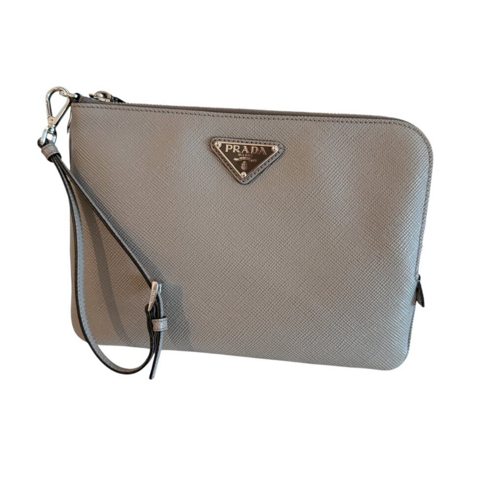 Prada‎ Grey Saffiano Leather Pouch Bag, 2NH024 - Picture 15 of 16
